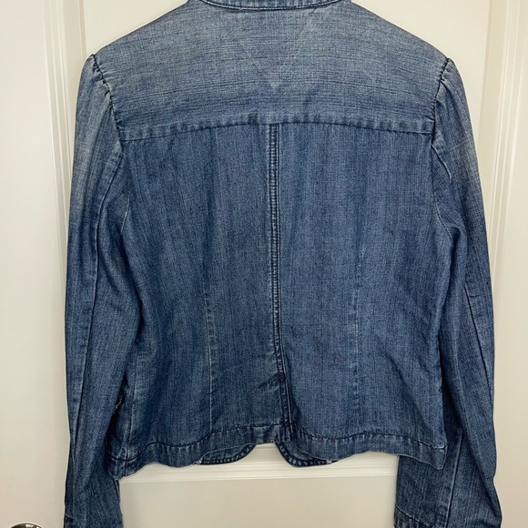 Tommy Hilfiger Vintage Denim Jacket Cropped Scalloped Puff Sleeve M - Picture 6 of 15